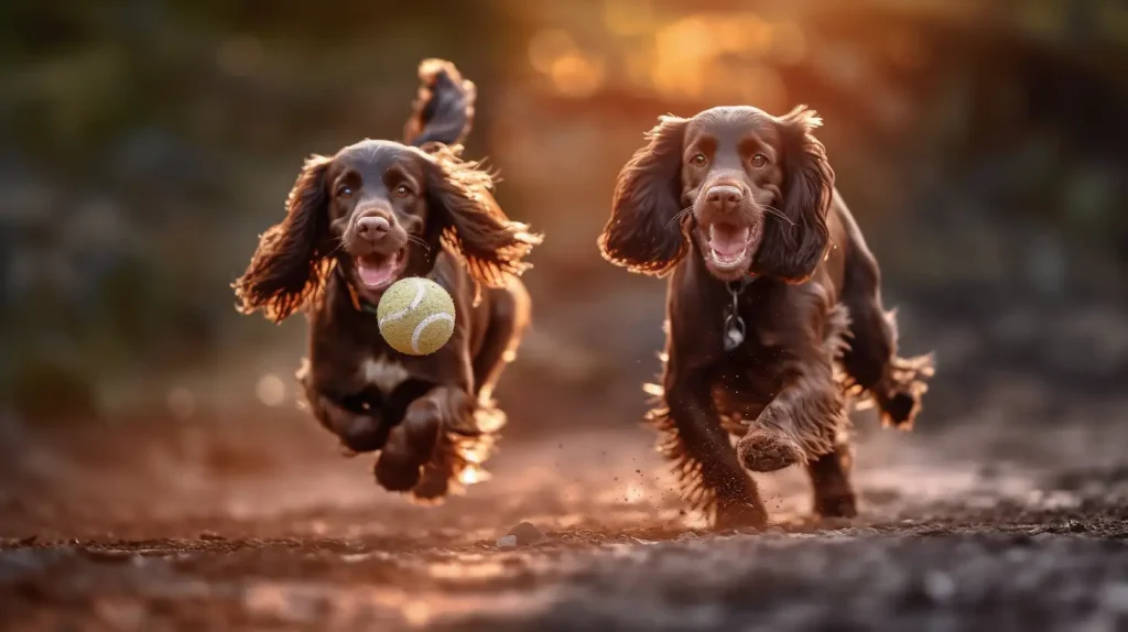 cocker spaniels playing together