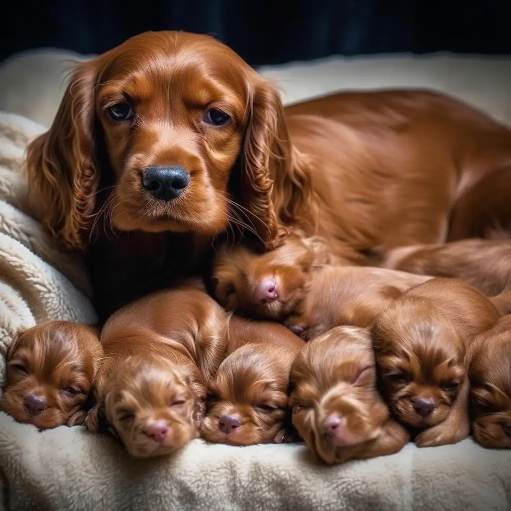 cocker spaniel with pups