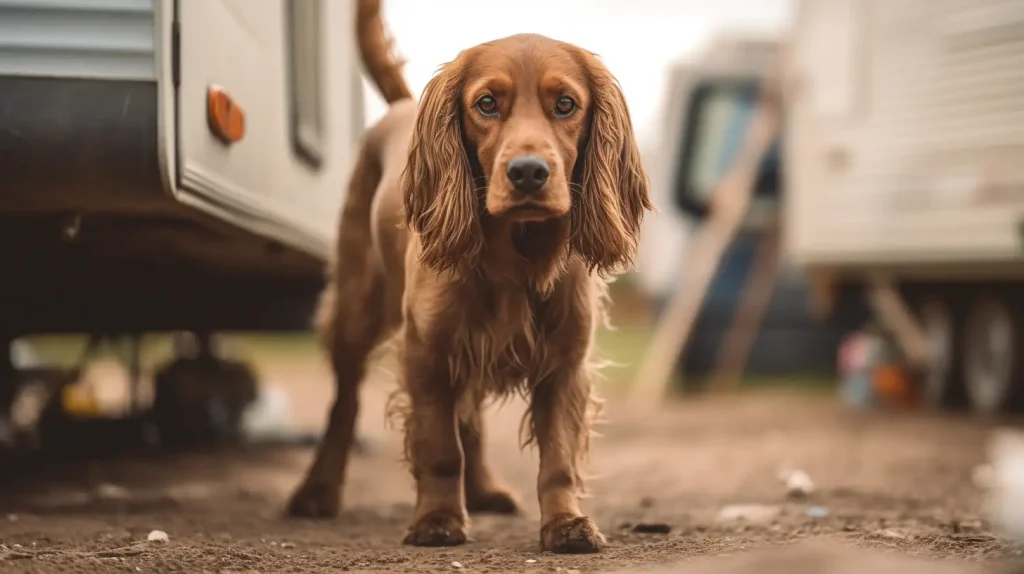 Cocker Spaniel on a getaway at a pet-friendly caravan site