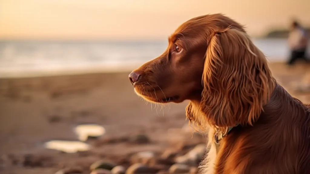 Cocker Spaniel looking out at the sea