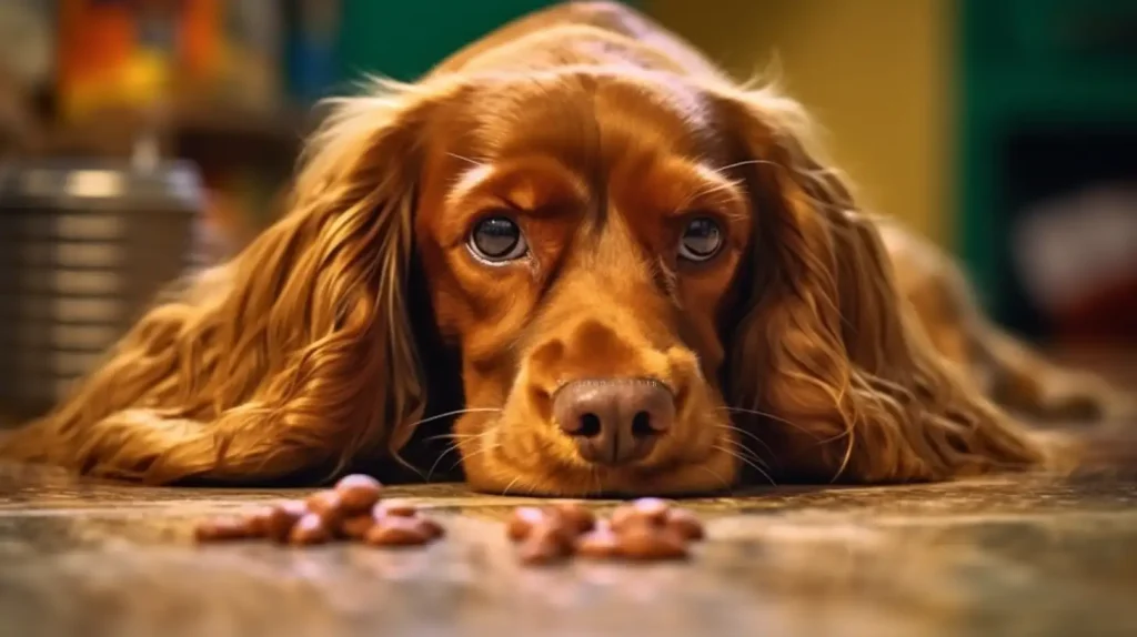Cocker Spaniel eating dog food that is rich in Omega-3