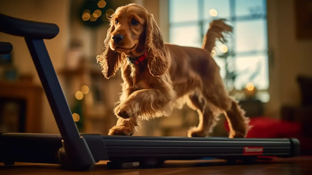 Cocker Spaniel participating in exercise on a dog treadmill