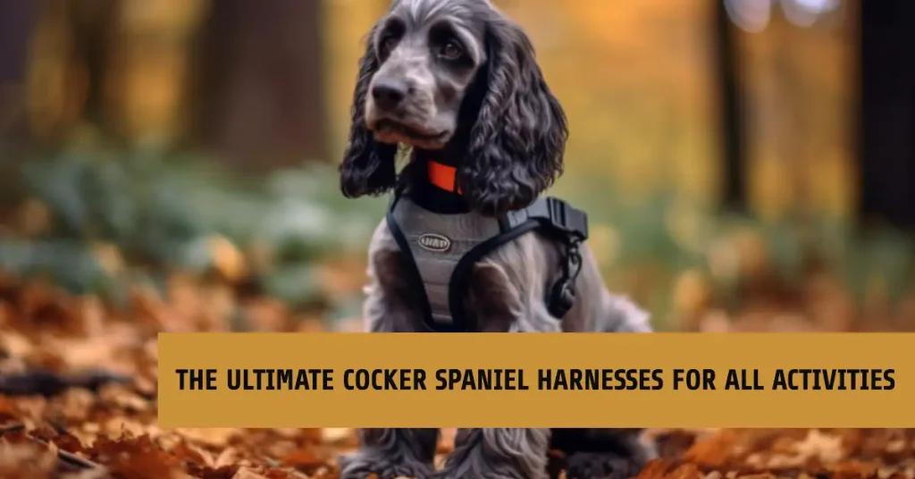Cocker Spaniel wearing a harness