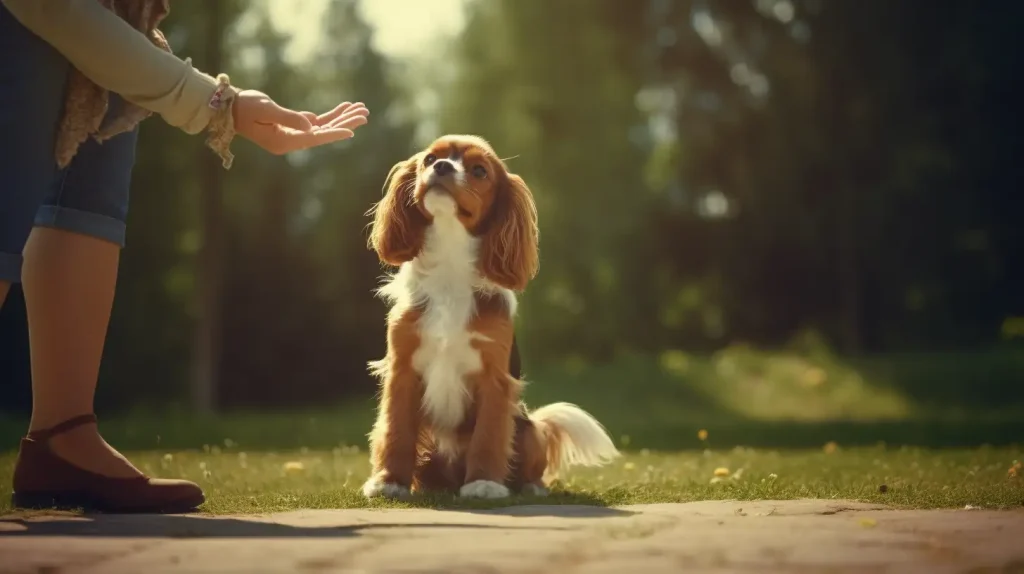 Cavalier King Charles Spaniel being trained
