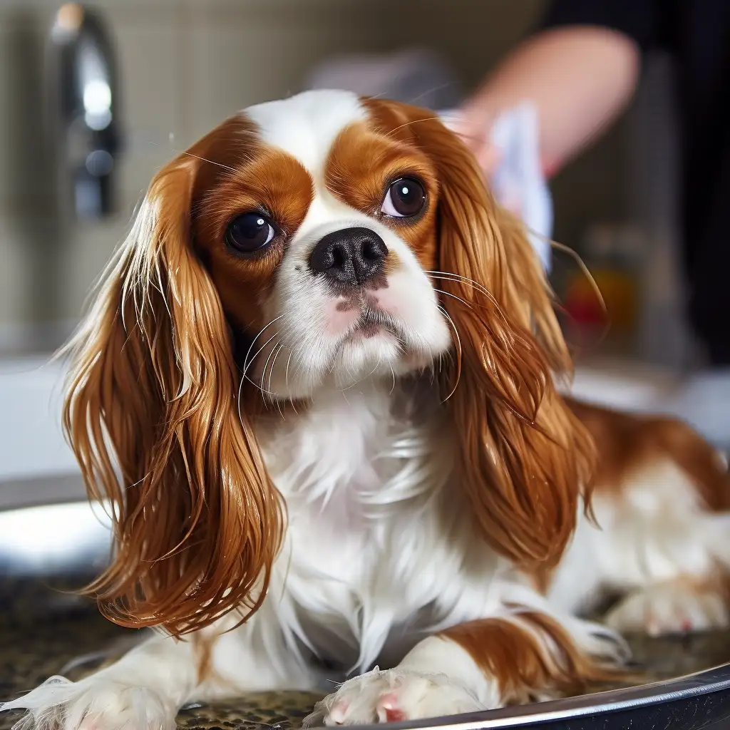 Cavalier King Charles Spaniel groomed at home