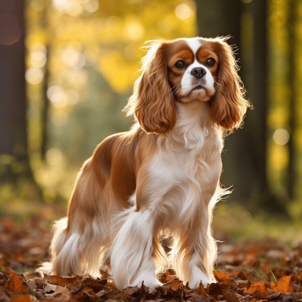 Cavalier King Charles Spaniel standing in a park