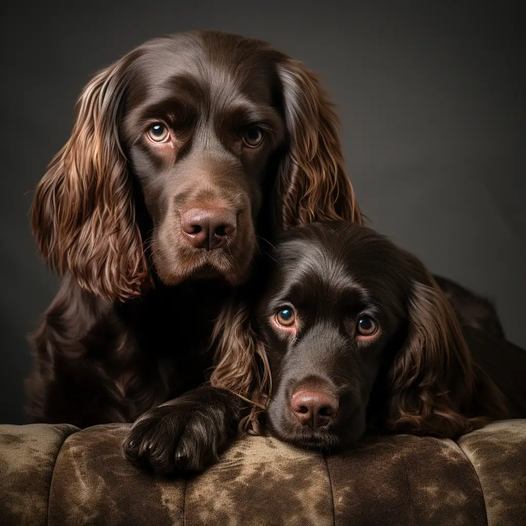 Puppy and adult Boykin Spaniel