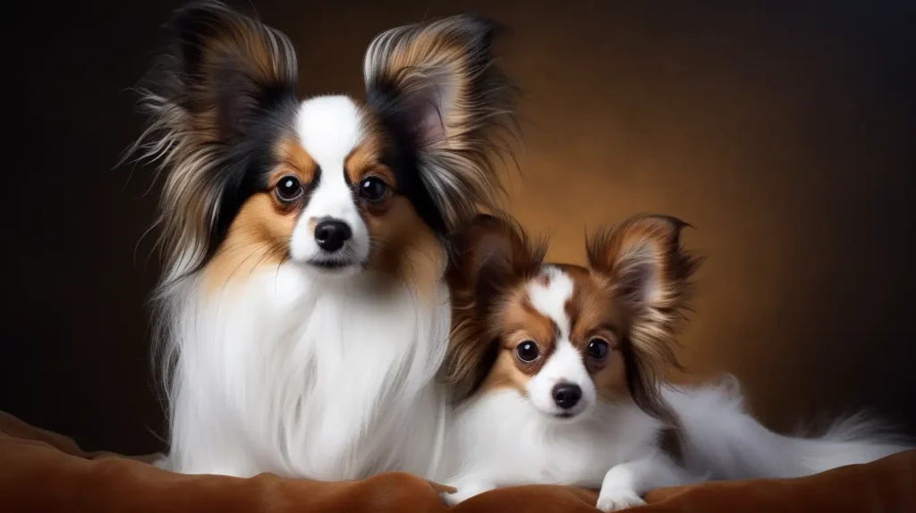 Puppy and adult Papillon